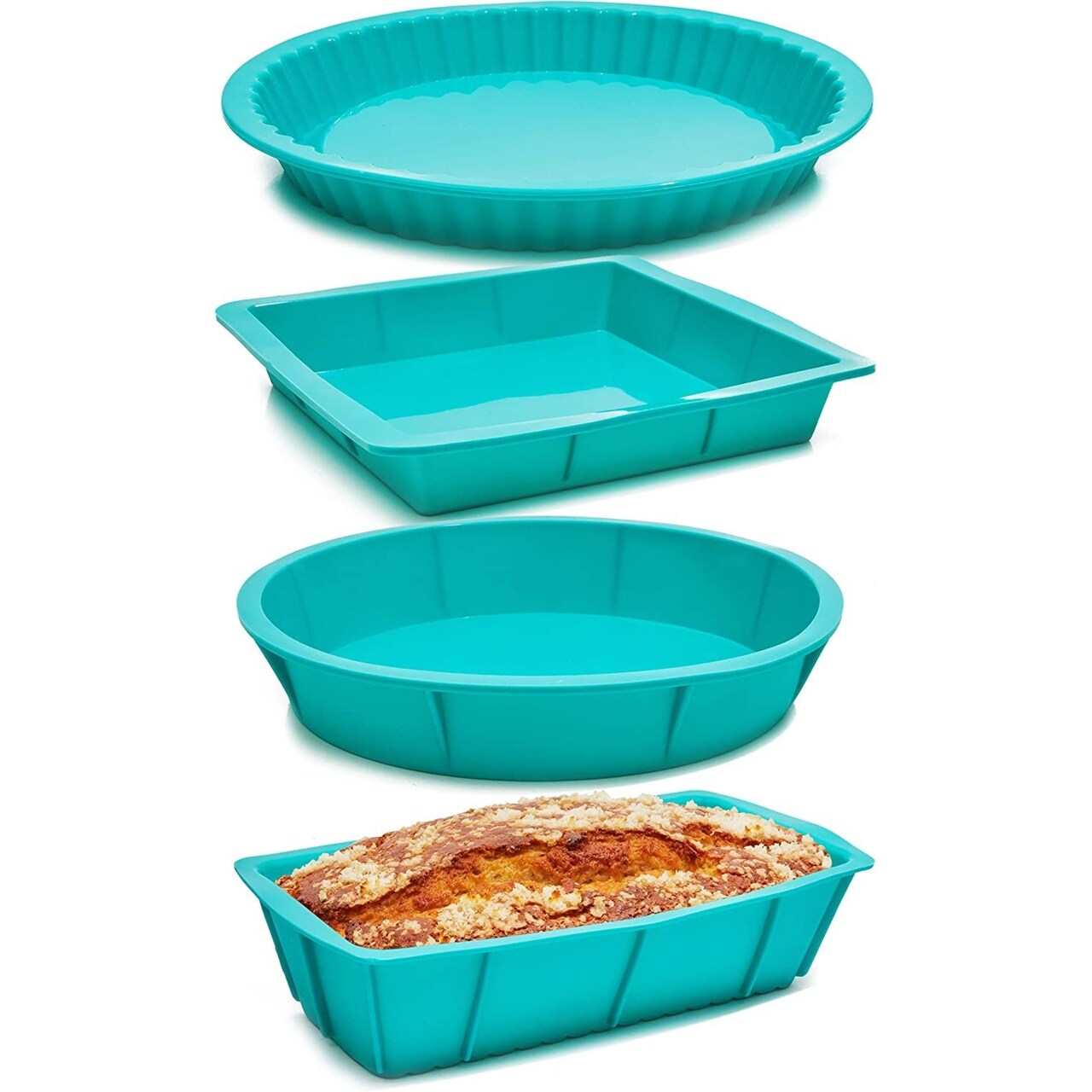 Silicone Baking Pans Teal Cake Pan 4 Pack